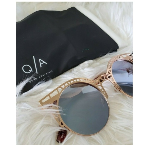 Quay Australia Open Work Sunglasses Gold Frame Green Lens 100% UV Protection NWT - Picture 8 of 13